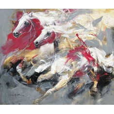 Shan Amrohvi, 30 x 36 inch, Oil on Canvas, Horse Painting, AC-SA-160